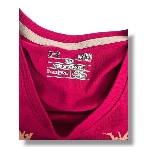 UNDER ARMOUR Womens Pink Tan Short Sleeve Shirt Hunting Size LARGE L - Picture 5 of 8